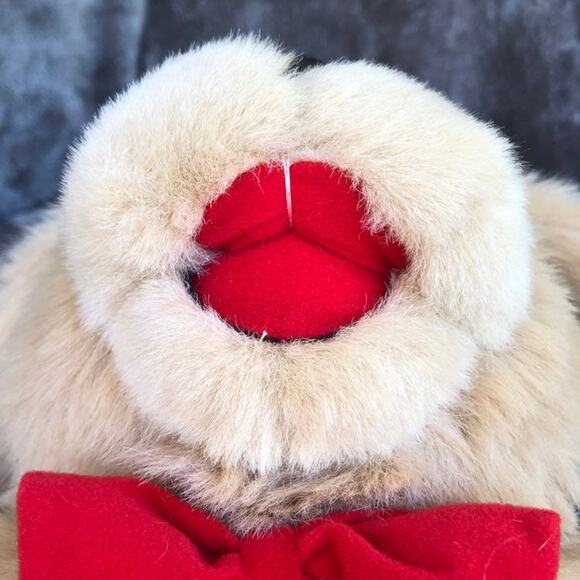 Vintage Goffa Dog Plush with Red Bow Tie & Red Mouth Tan Puppy Stuffed Animal - Picture 10 of 12